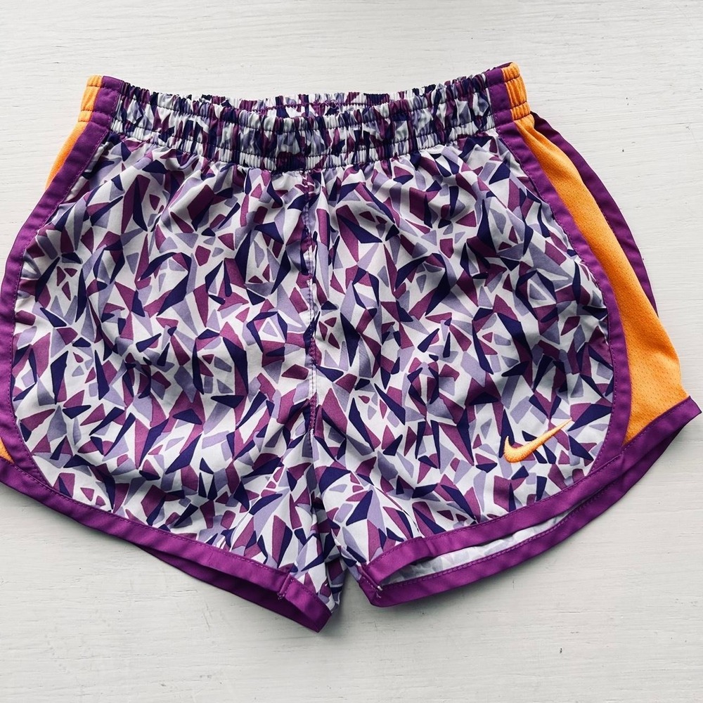 Nike Dri fit girls running shorts size 4 purple/orange